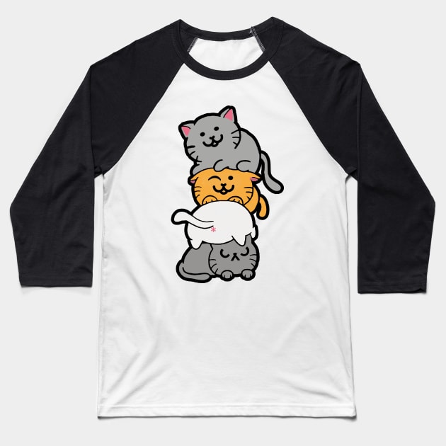 Cat Stack Baseball T-Shirt by Gamers Gear